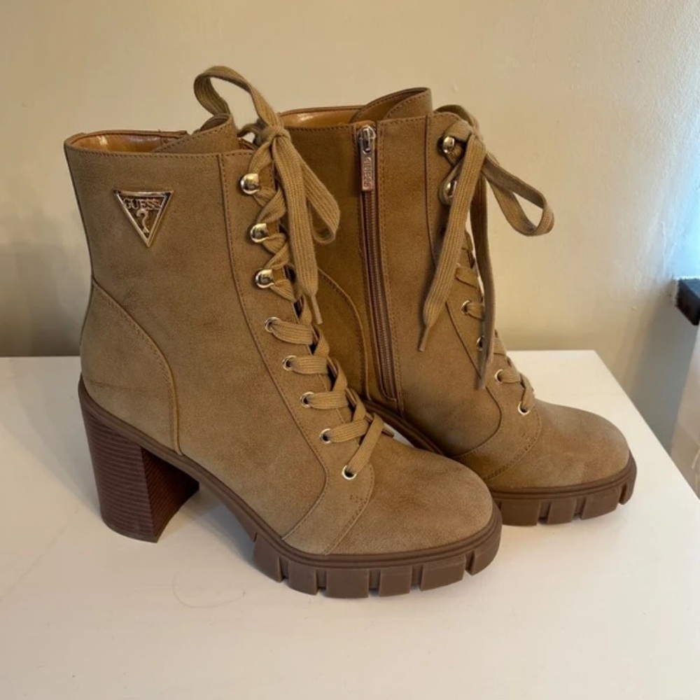 Guess Women's Brown Lace-Up Heeled Boots